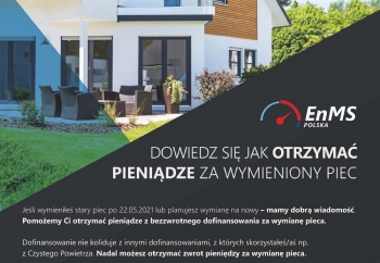 Zdjęcie główne dla: 'Bezzwrotne dofinansowanie na wymianę pieca - oferta EnMS Polska'