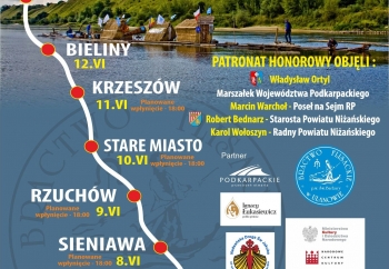 Zdjęcie główne dla: 'Międzynarodowy Flis Szlakiem Błękitnego Sanu – ETNOFLIS Jarosław – Ulanów 2022' 