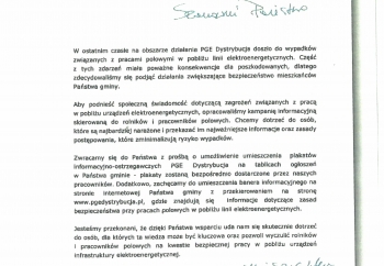 Zdjęcie główne dla: 'List od Prezesa Zarządu PGE Dystrybucja S.A.' 