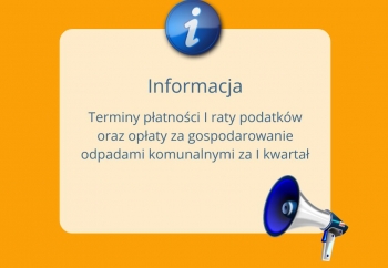 Zdjęcie główne dla: 'Przypomnienie o terminie płatności I raty podatku' 