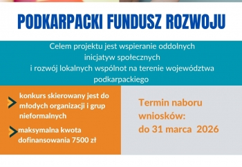 Zdjęcie główne dla: 'Fundacja Fundusz Lokalny SMK realizuje na terenie woj. podkarpackiego Projekt Podkarpacki Fundusz Rozwoju.' 