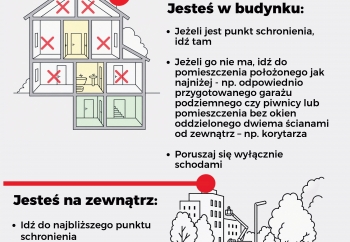 Zdjęcie główne dla: 'Plakaty informacyjne o postępowaniu po otrzymaniu alertu RCB oraz w przypadku syren alarmowych' 