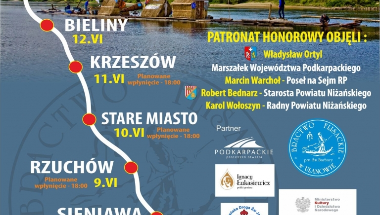 Zdjęcie główne newsa: Międzynarodowy Flis Szlakiem Błękitnego Sanu – ETNOFLIS Jarosław – Ulanów 2022