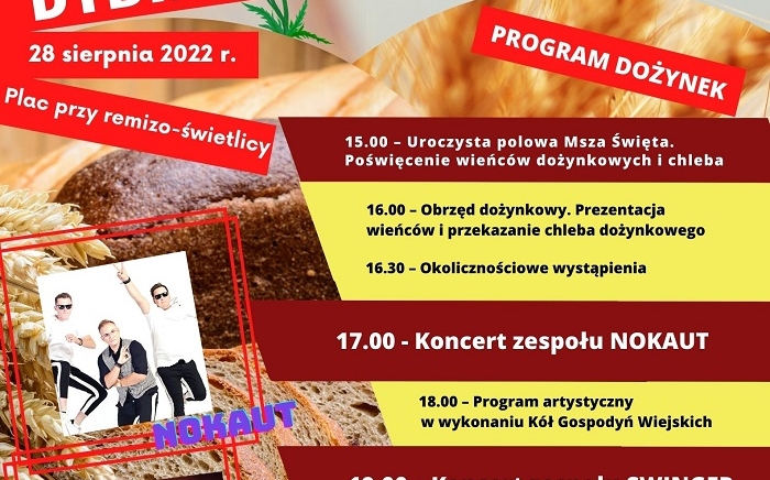 Zdjęcie główne newsa: Zaproszenie na dożynki miejsko-gminne, Dybków - 28 sierpnia 2022 r.