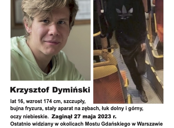Zdjęcie główne newsa: Zaginięcie Krzysztofa Dymińskiego - prośba o pomoc