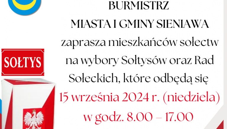 Zdjęcie główne newsa: Zapraszamy do udziału w wyborach Sołtysów i Rad Sołeckich 15 września 2024 r.