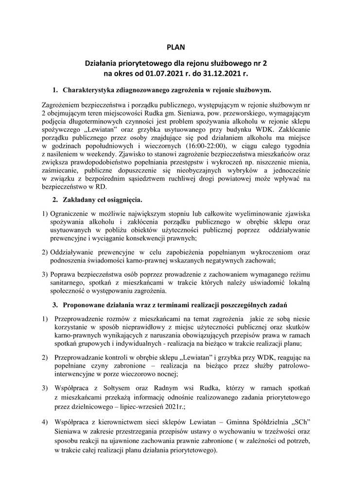 Plan priorytetowy II
